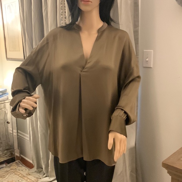 Vince, Moss Green Silk Tunic, Sz M - Picture 1 of 6